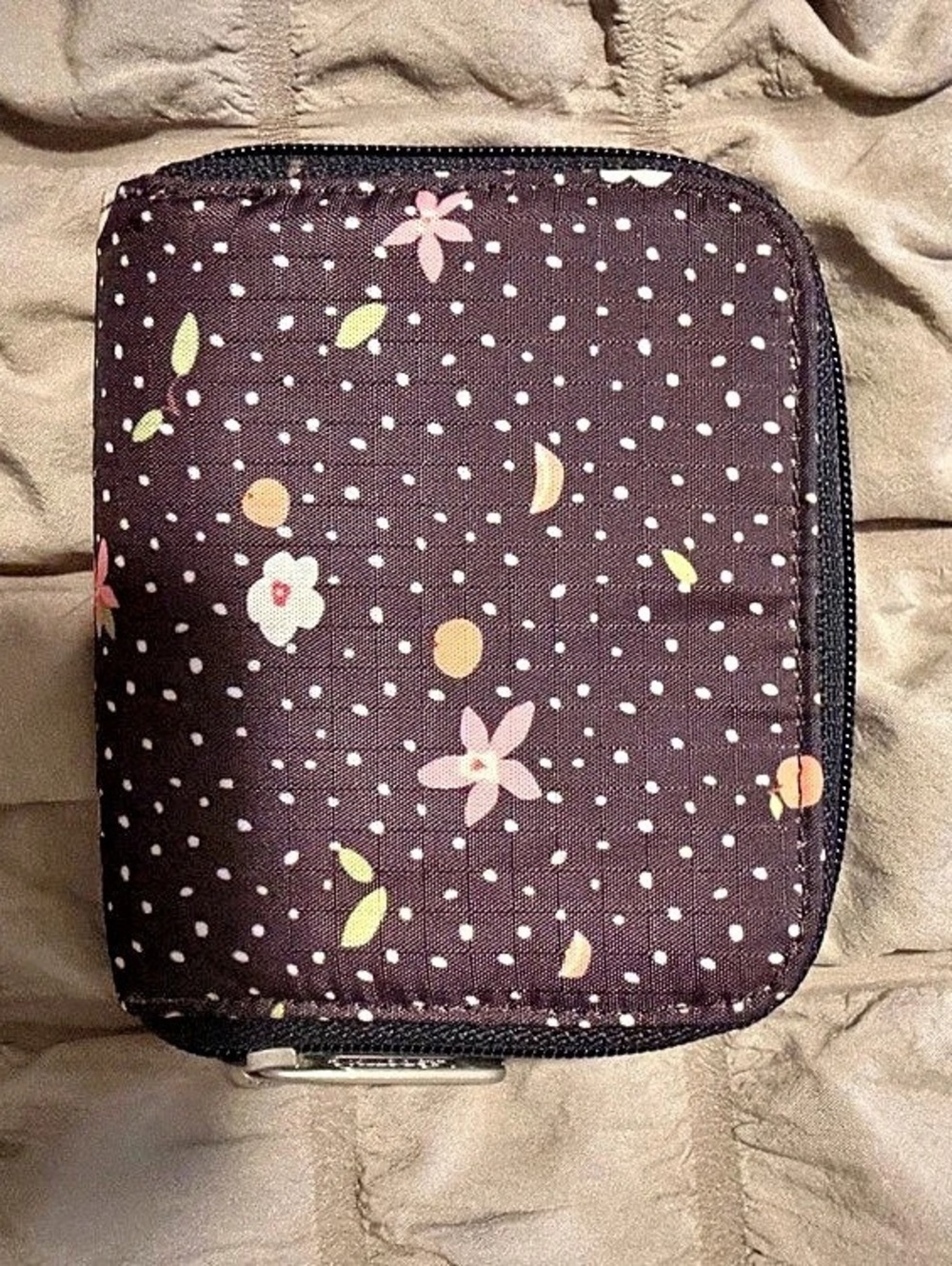 LeSportsac Zip Wallet Polka Dot Black & Pink